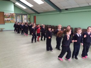 Senior Infants practising for the upcoming Feis